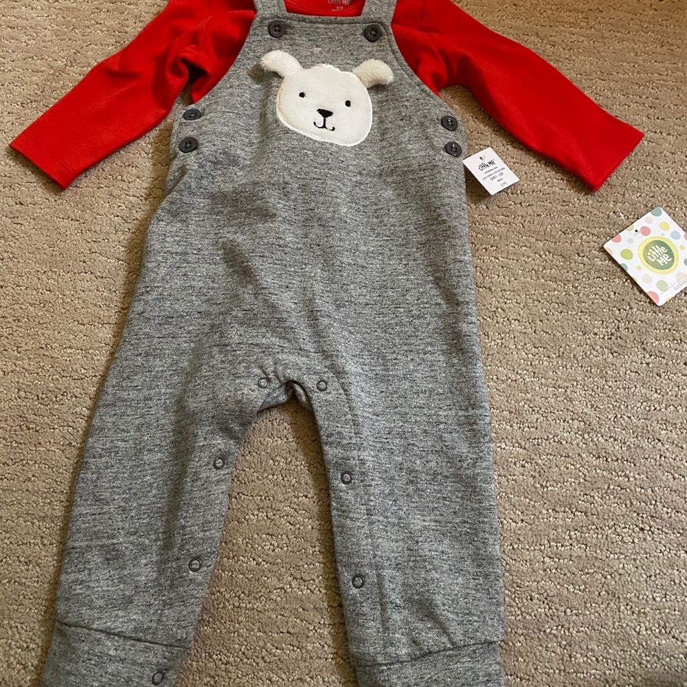 Brand new Little me knit overall set 9 months
